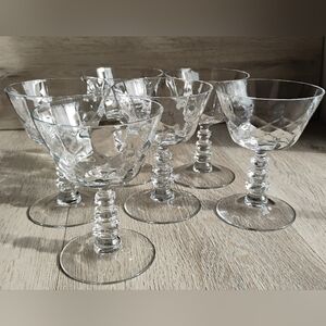 1930's Cambridge Virginian Champaign Glasses Set Of 6 Crystal Optic Bowl...